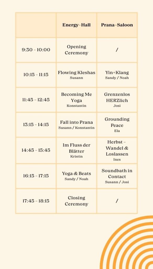Fall into Yoga Timetable